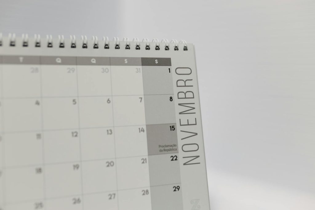 Close-up image of a November calendar page, featuring a minimalist design.