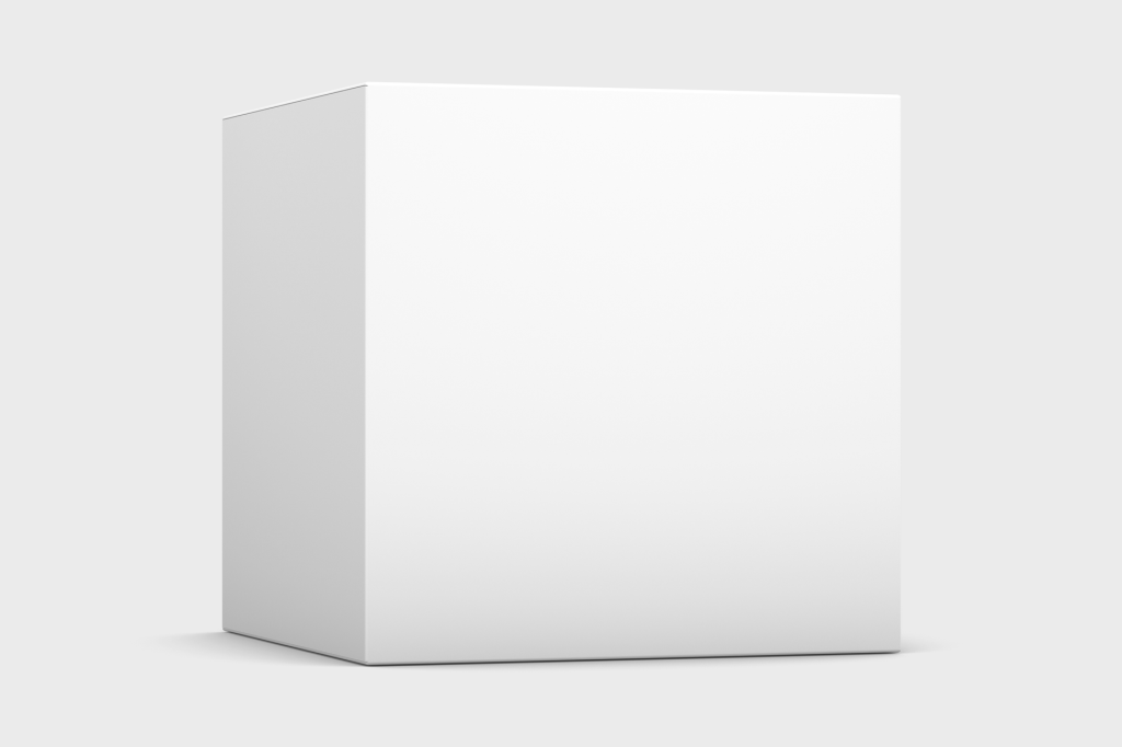 Clean and simple white box on a neutral background, perfect for packaging design mockups.